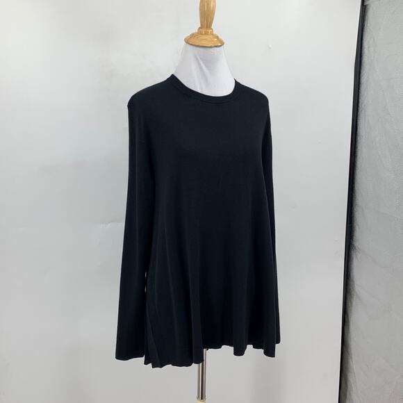 Lafayette 148 Top Womens M Black Pleated Swing Back Long Sleeve Tunic Blouses - Picture 3 of 13